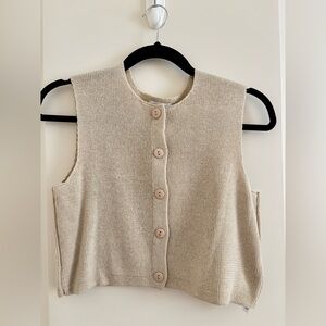 ASOS Sleeveless Beige Knit Button-Up Vest XS